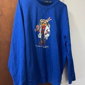 Ralph Lauren polo bear ski Blue Sweatshirt USA p-wing snowbeach
